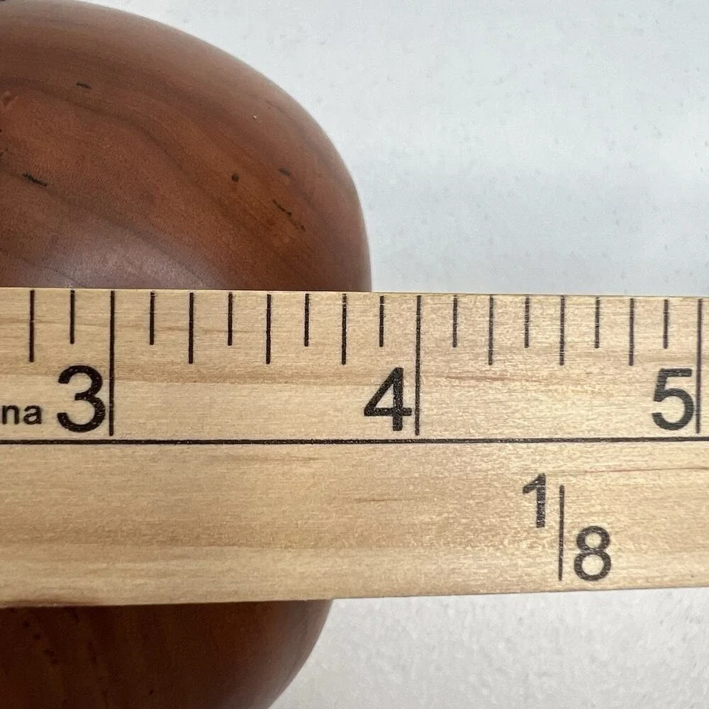Wooden Mid Century Modern Hand Carved‎ Round Hollow Form Wood Vase Crown Sign